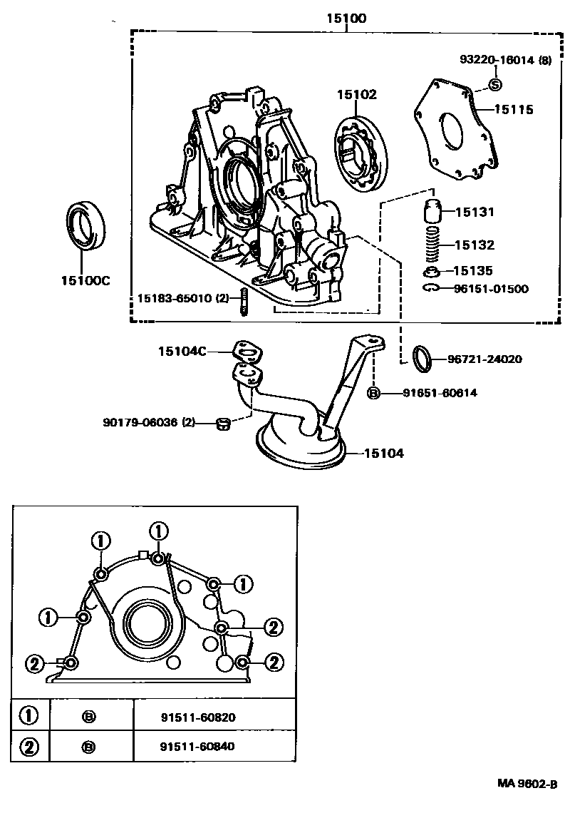 Toyota CAMRY Engine Oil Pump EPC diagram — MA9602B