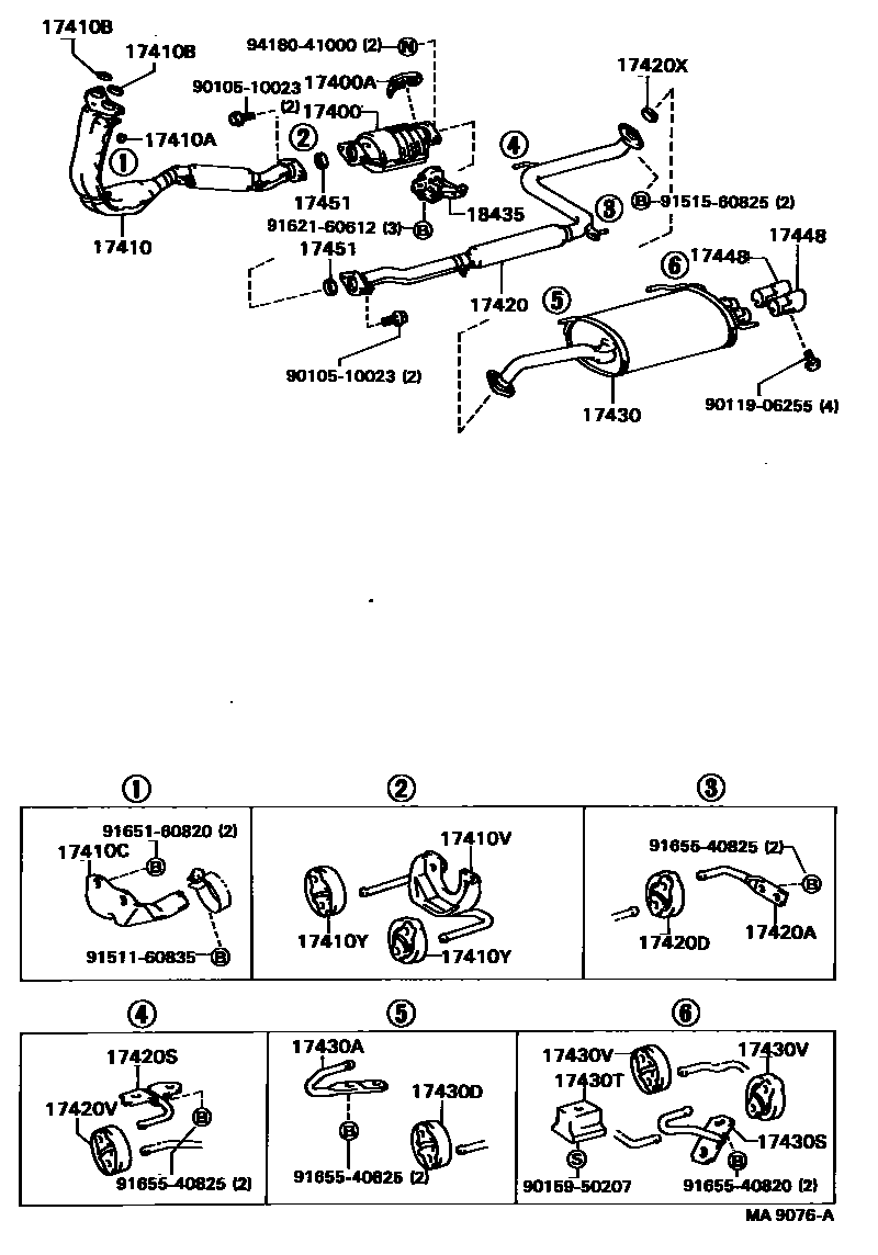 Toyota CAMRY Exhaust Pipe EPC diagram — MA9076A