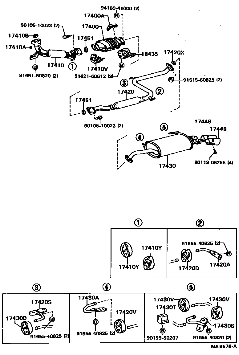 Toyota CAMRY Exhaust Pipe EPC diagram — MA9576A