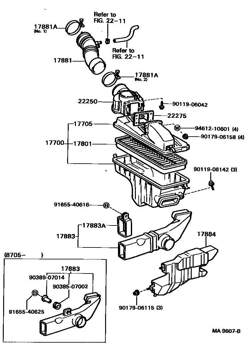 Toyota CAMRY Air Cleaner EPC diagram — MA9607B