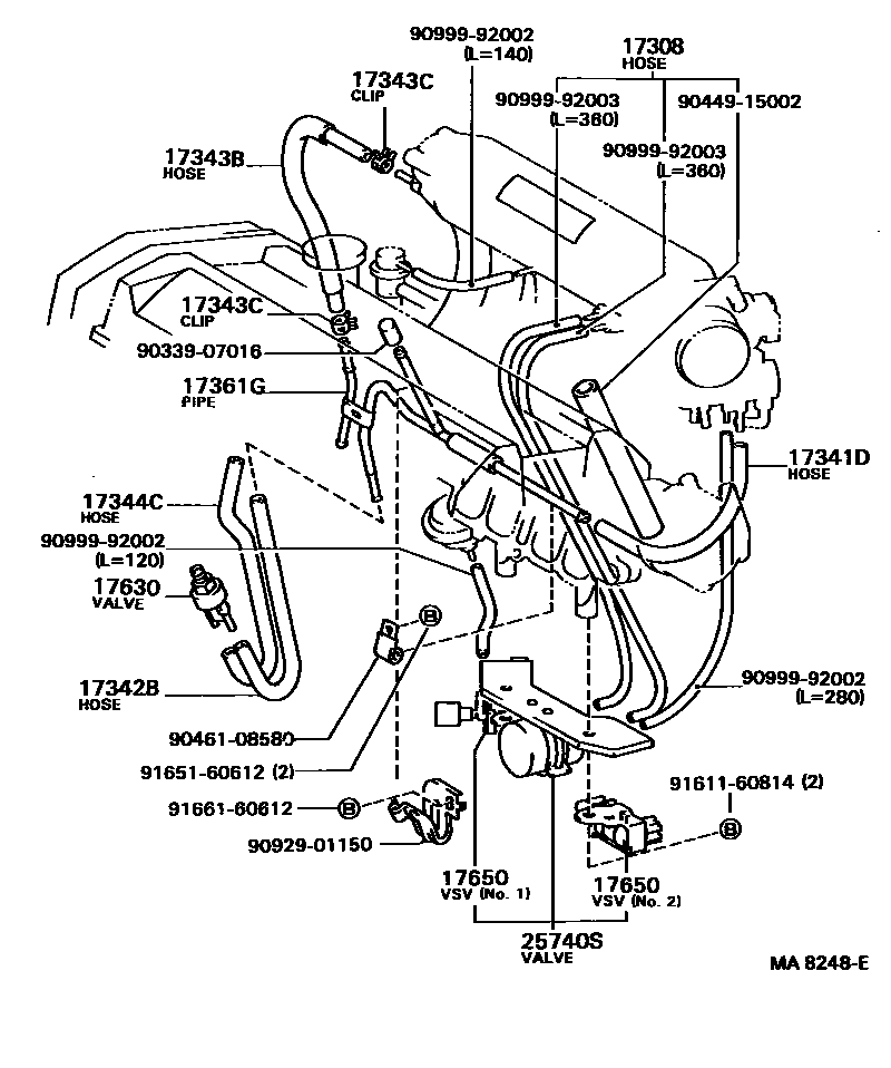 Toyota CAMRY vacuum tube EPC diagram — MA8248E
