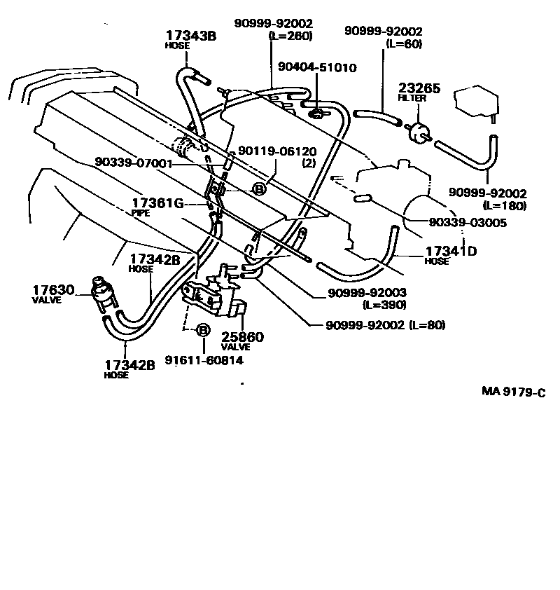 Toyota CAMRY vacuum tube EPC diagram — MA9179C