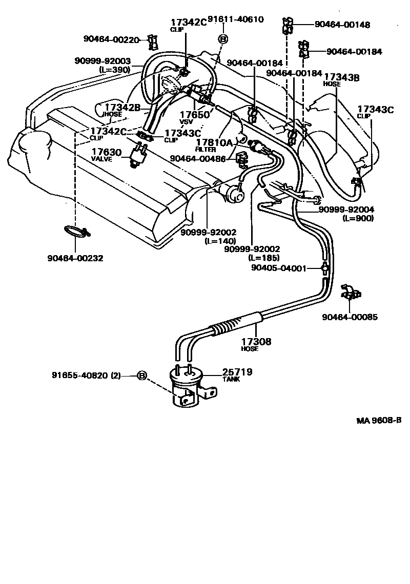 Toyota CAMRY vacuum tube EPC diagram — MA9608B