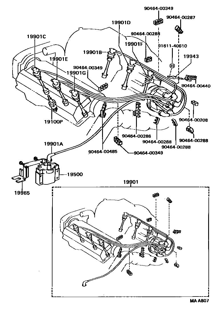 Toyota CAMRY 点火线圈和火花塞 EPC diagram — MAA807