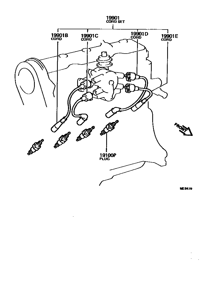 Toyota CAMRY 点火线圈和火花塞 EPC diagram — MEB479