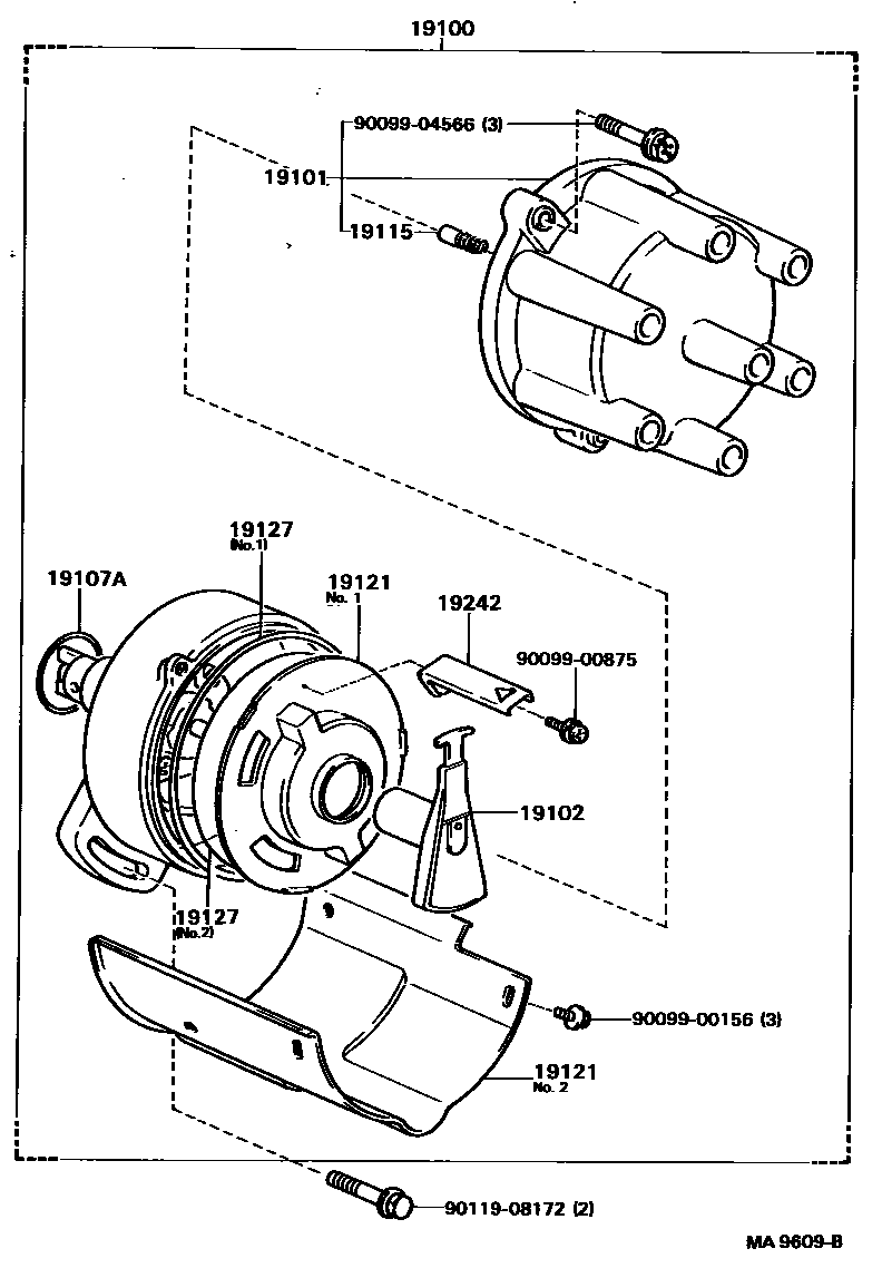 Toyota CAMRY 分电器 EPC diagram — MA9609B