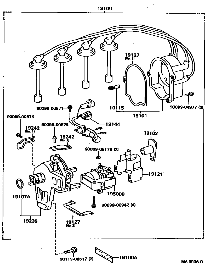 Toyota CAMRY 分电器 EPC diagram — MA9936D