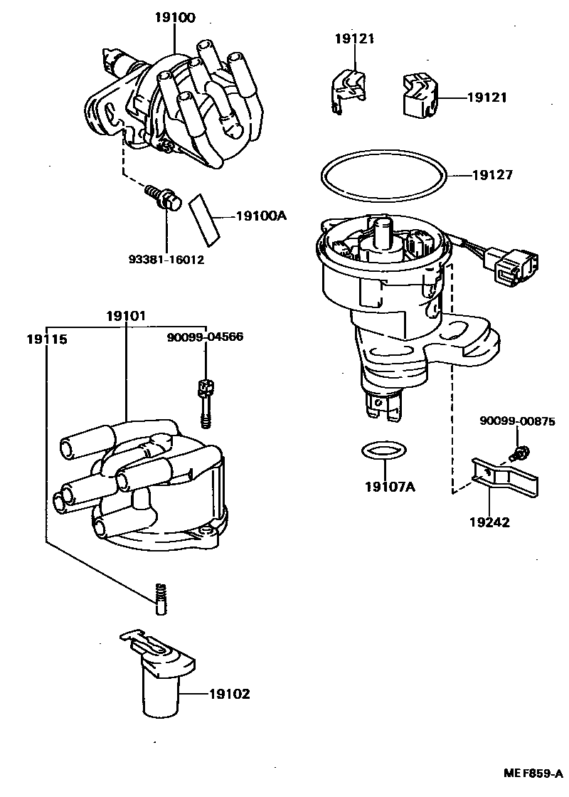 Toyota CAMRY 分电器 EPC diagram — MEF859A