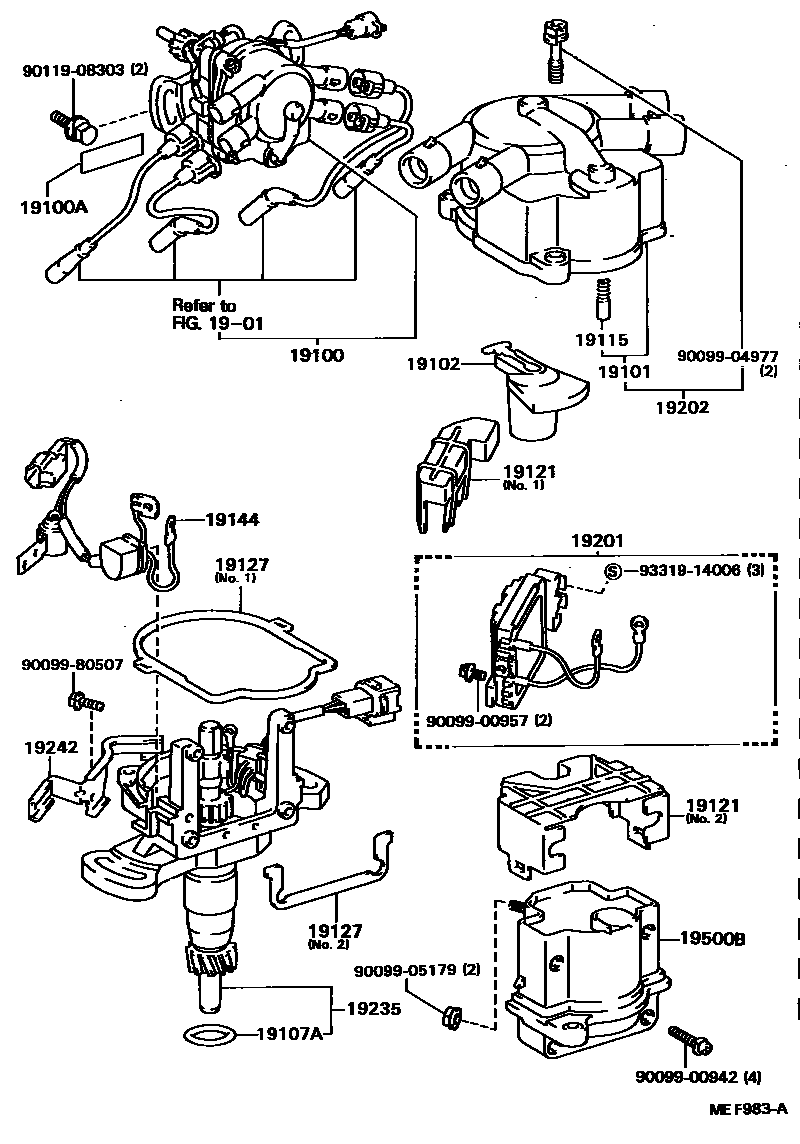 Toyota CAMRY 分电器 EPC diagram — MEF983A
