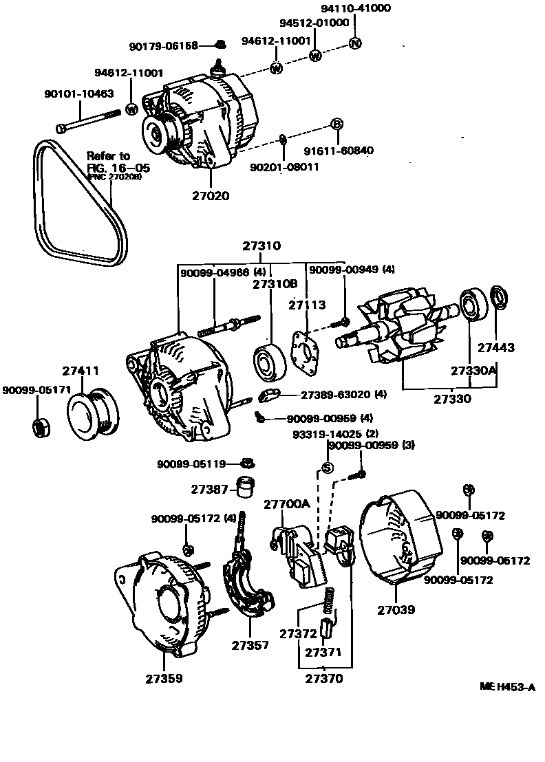 Toyota CAMRY Alternator EPC diagram — MEH453A