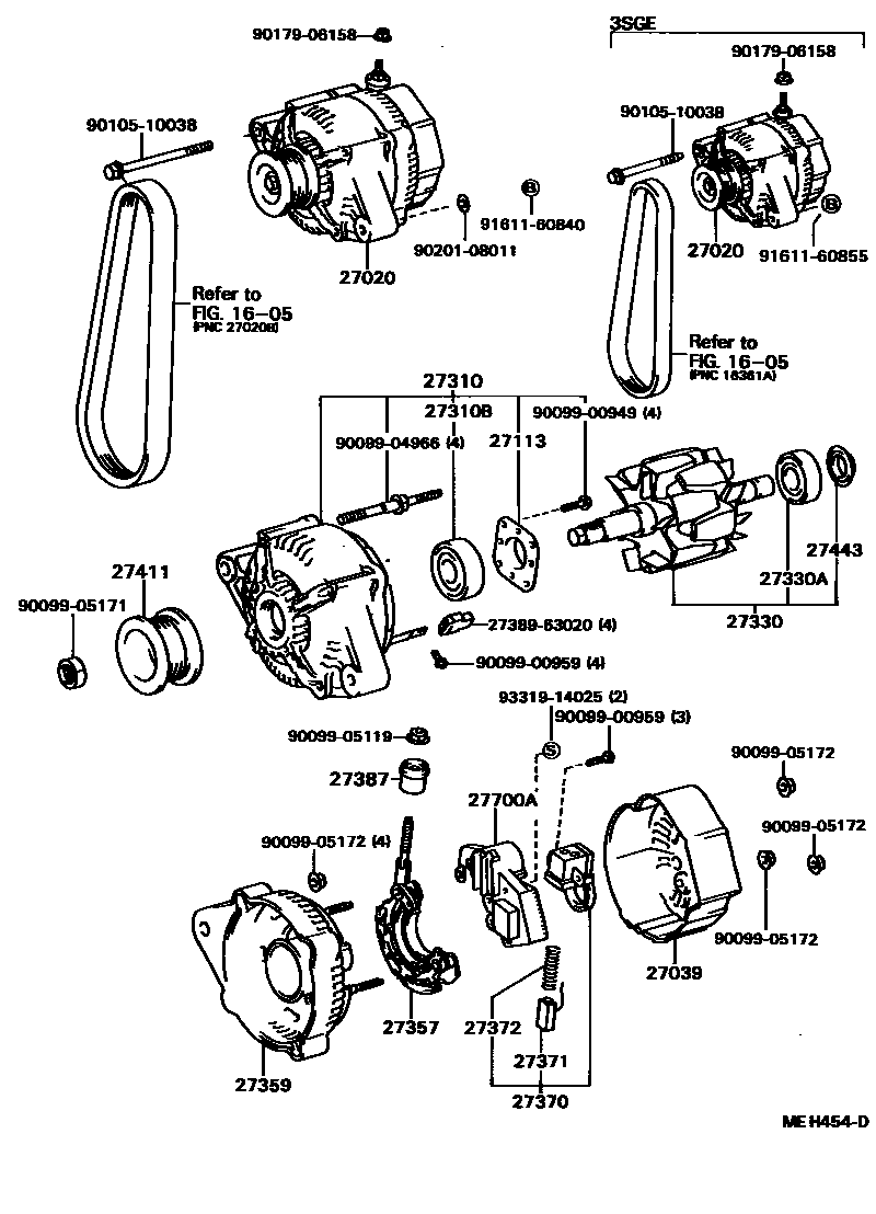 Toyota CAMRY Alternator EPC diagram — MEH454D