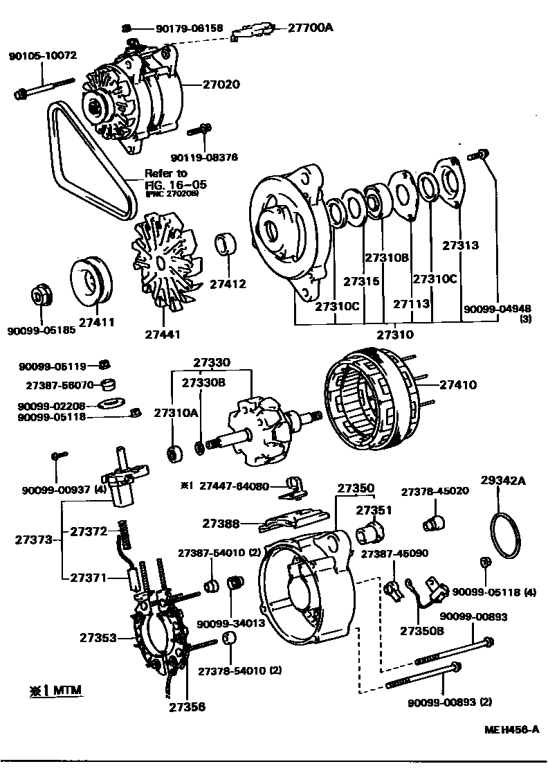 Toyota CAMRY Alternator EPC diagram — MEH456A