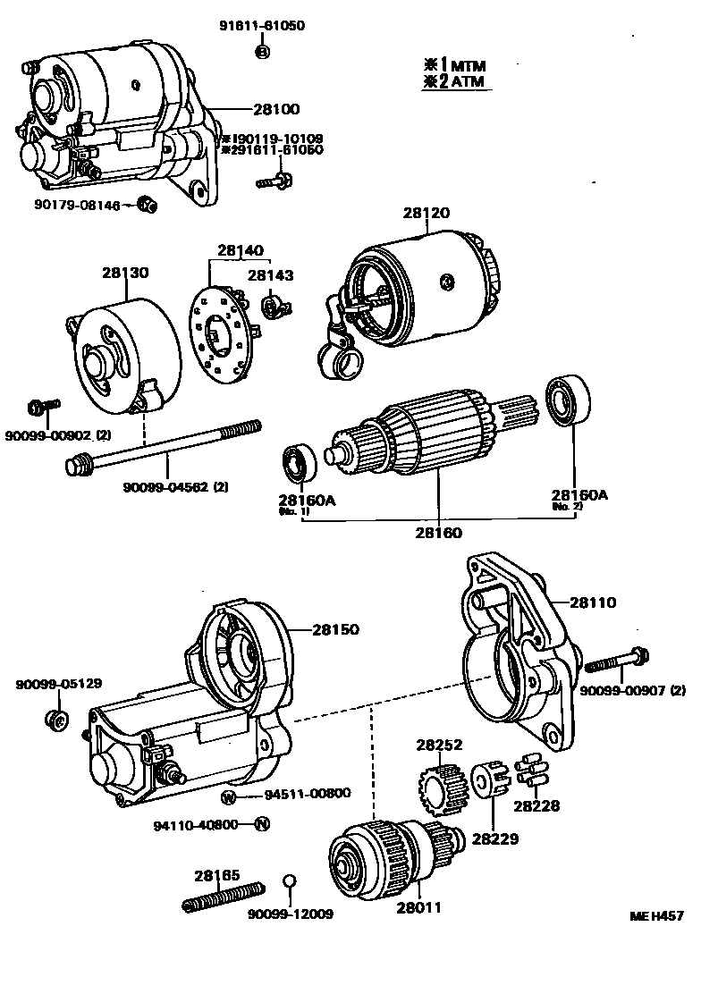 Toyota CAMRY 起动机 EPC diagram — MEH457