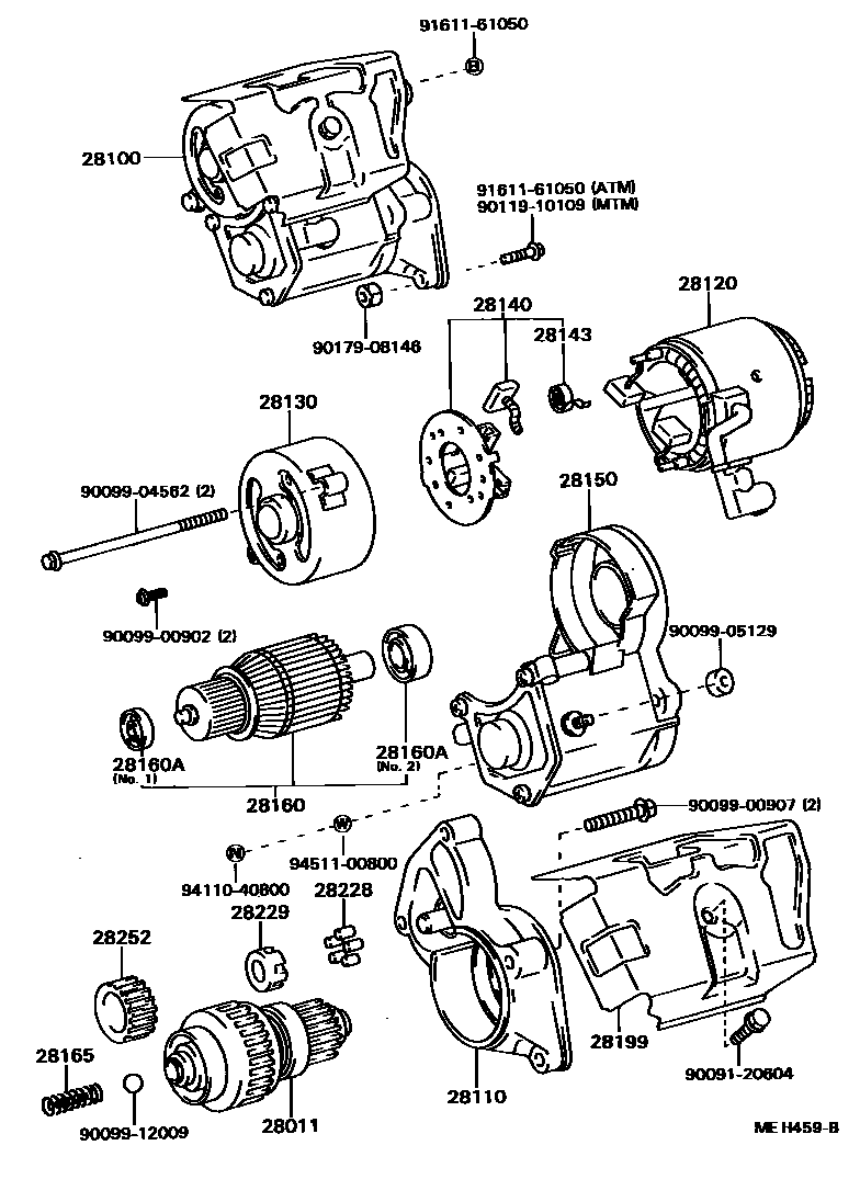 Toyota CAMRY 起动机 EPC diagram — MEH459B