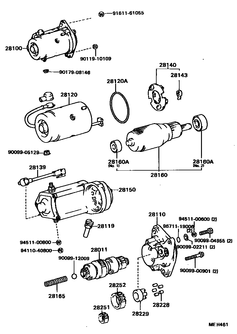 Toyota CAMRY 起动机 EPC diagram — MEH461