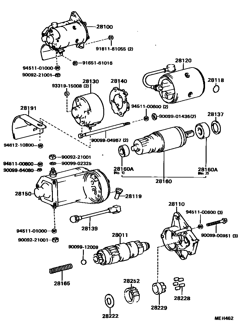 Toyota CAMRY 起动机 EPC diagram — MEH462
