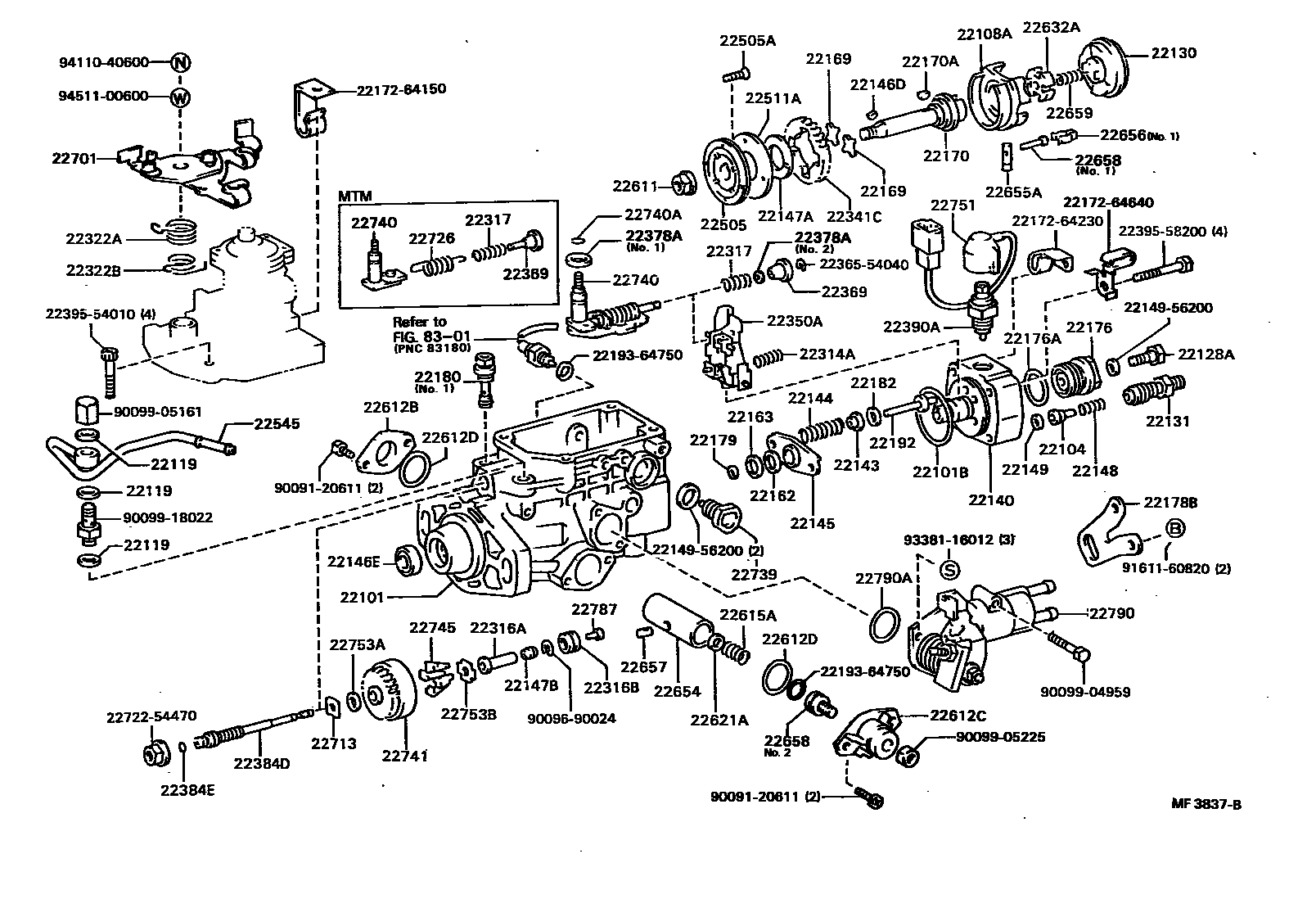 Toyota CAMRY 喷油泵体 EPC diagram — MF3837B
