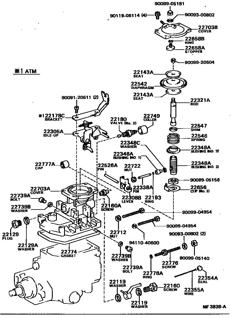 Toyota CAMRY 喷油泵体 EPC diagram — MF3838A