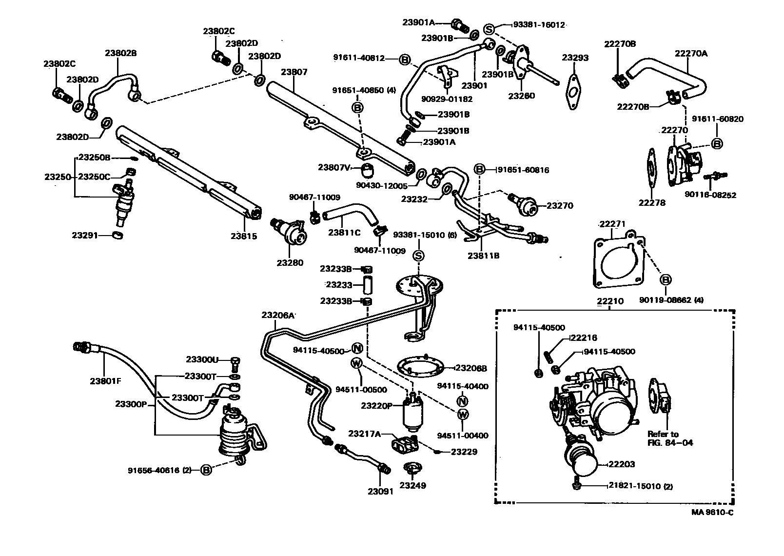Toyota CAMRY 燃油喷射系统 EPC diagram — MA9610C