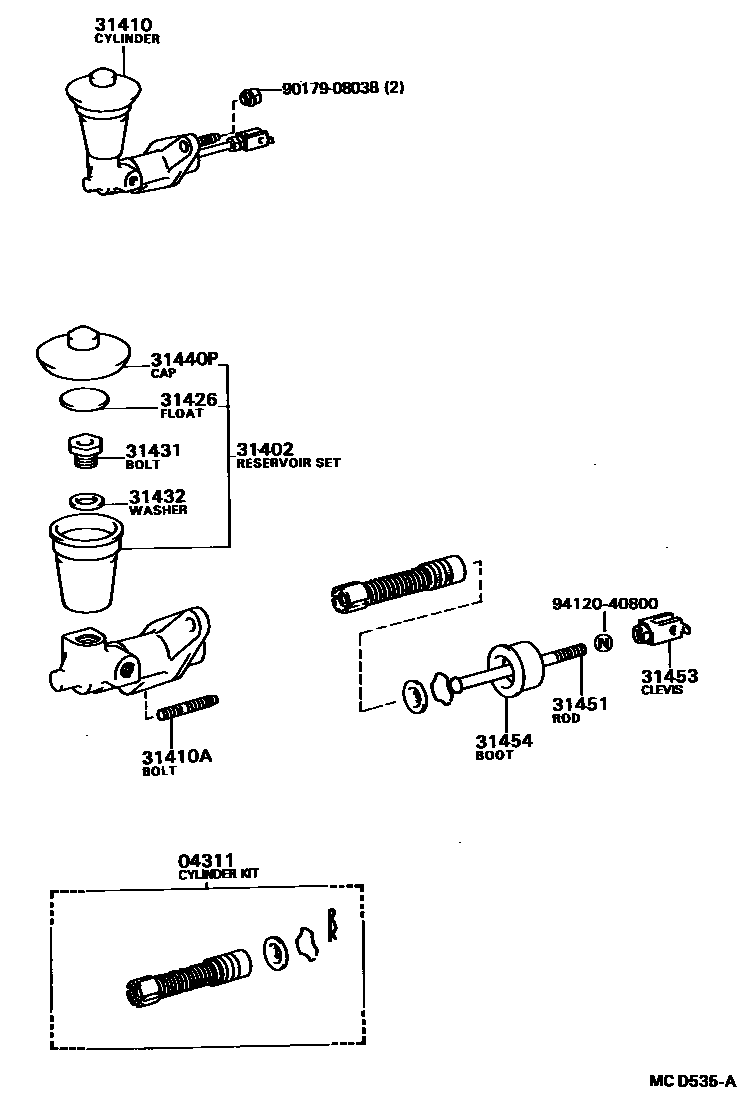 Toyota CAMRY 离合器总泵 EPC diagram — MCD535A