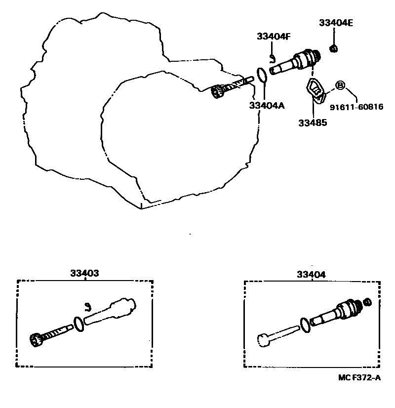 Toyota CAMRY 速度表从动齿轮(MTM) EPC diagram — MCF372A