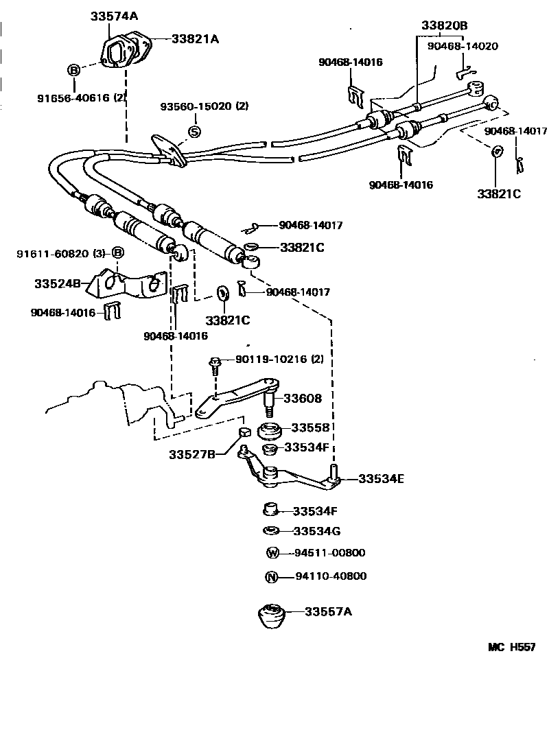 Toyota CAMRY Shift Lever & Retainer EPC diagram — MCH557