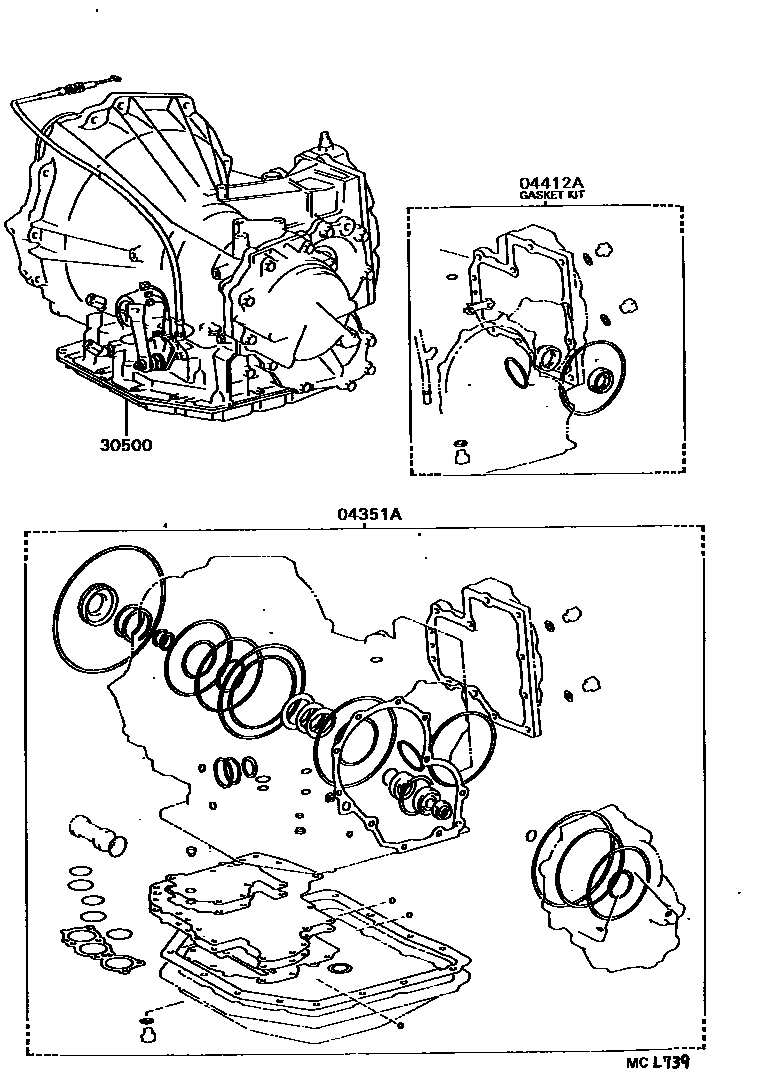 Toyota CAMRY 传动桥或变速器总成和衬垫组件(ATM) EPC diagram — MCL739