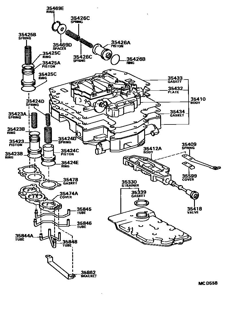 Toyota CAMRY 阀体和滤油网(ATM) EPC diagram — MCD558
