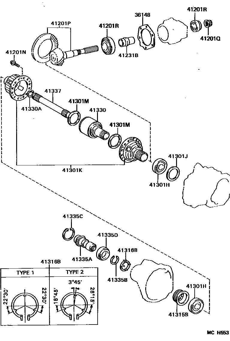 Toyota CAMRY Transfer Gear EPC diagram — MCH553