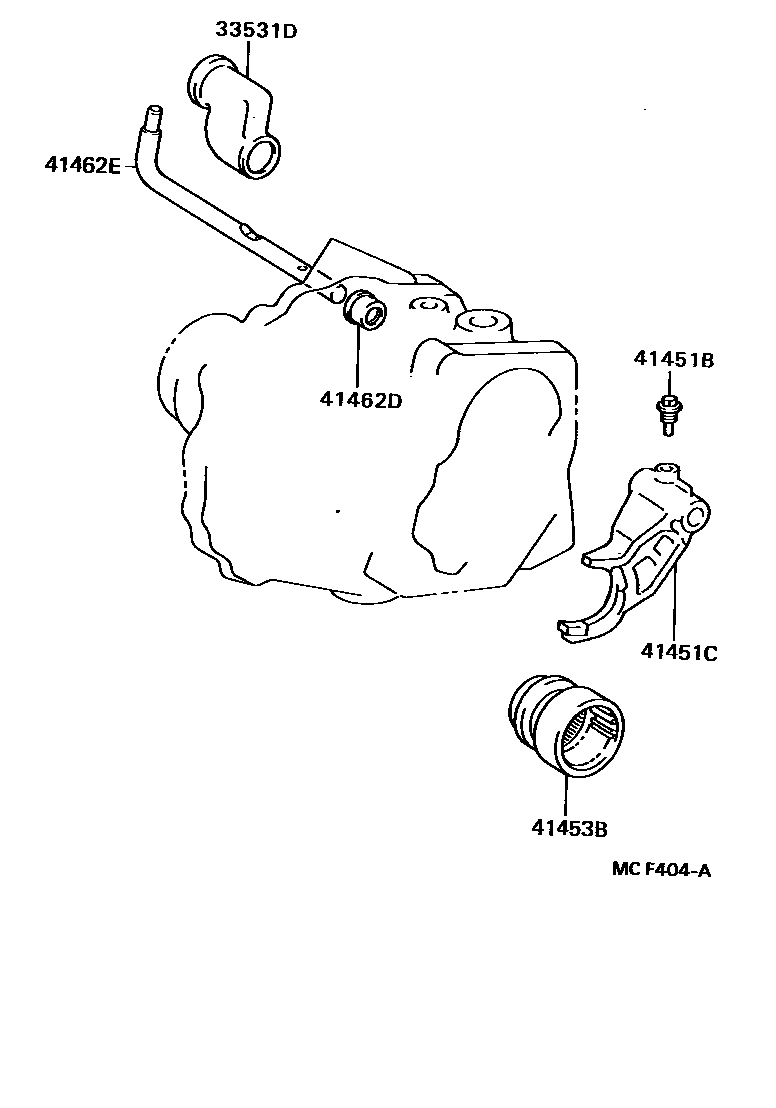 Toyota CAMRY Transfer Lever & Shift Fork Shaft EPC diagram — MCF404A
