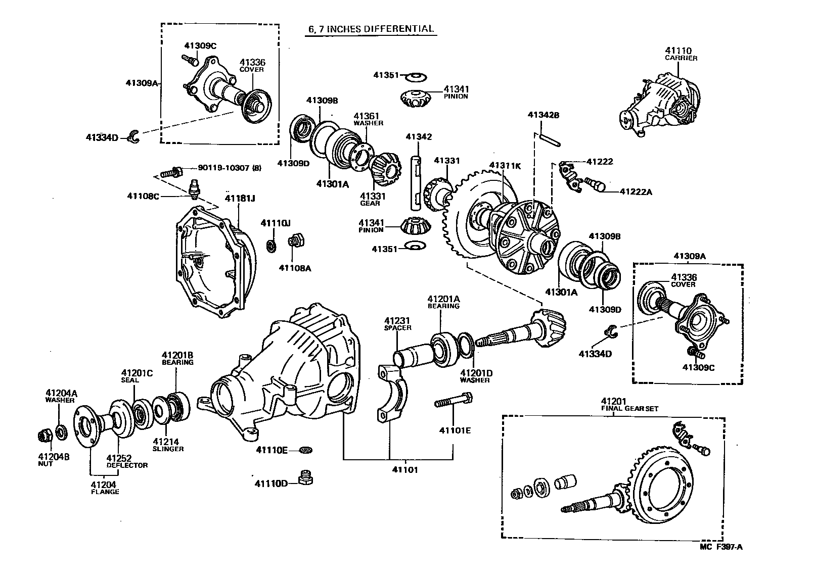 Toyota CAMRY 后桥壳和差速器 EPC diagram — MCF397A