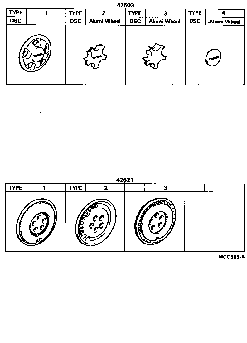 Toyota CAMRY 车轮和车轮盖 EPC diagram — MCD565A