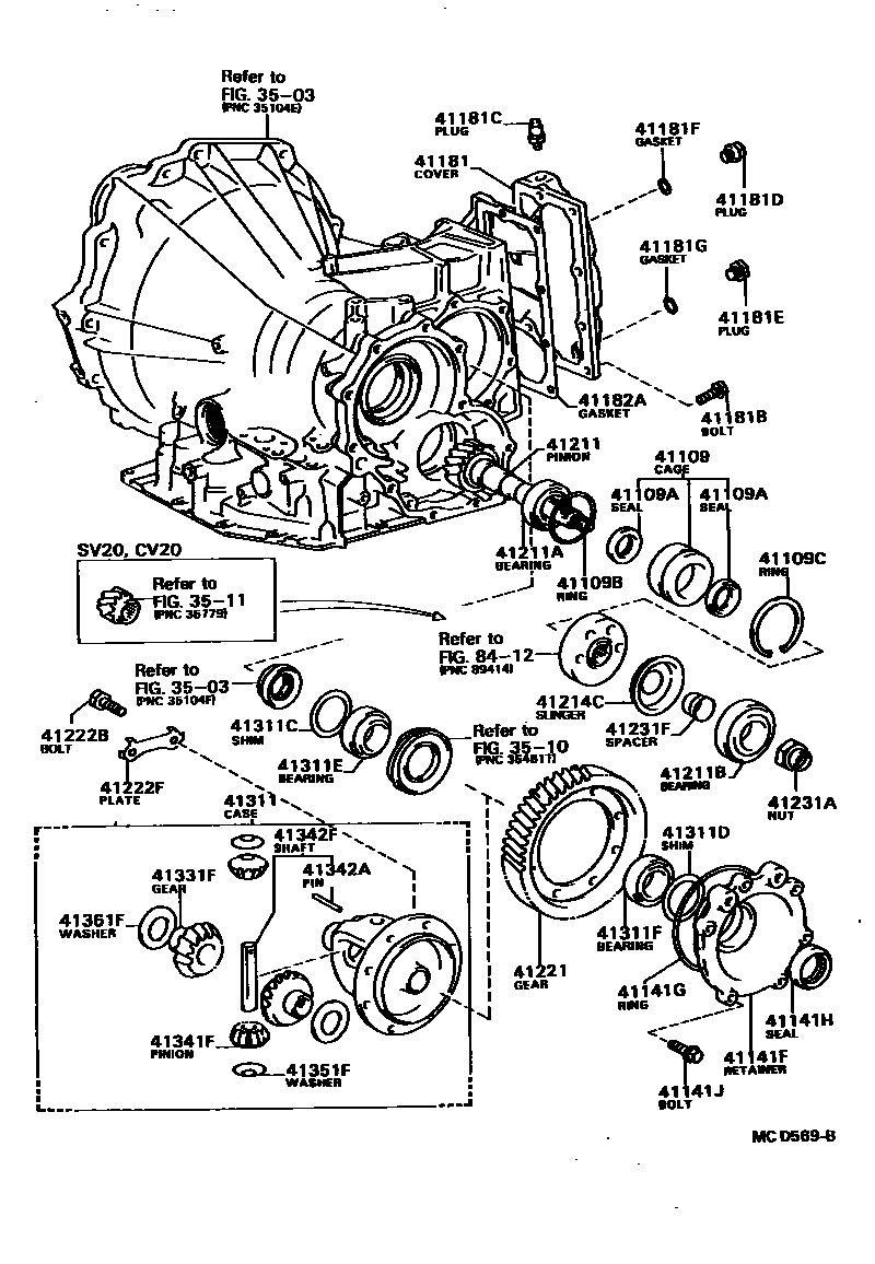 Toyota CAMRY 前桥壳和差速器 EPC diagram — MCD569B