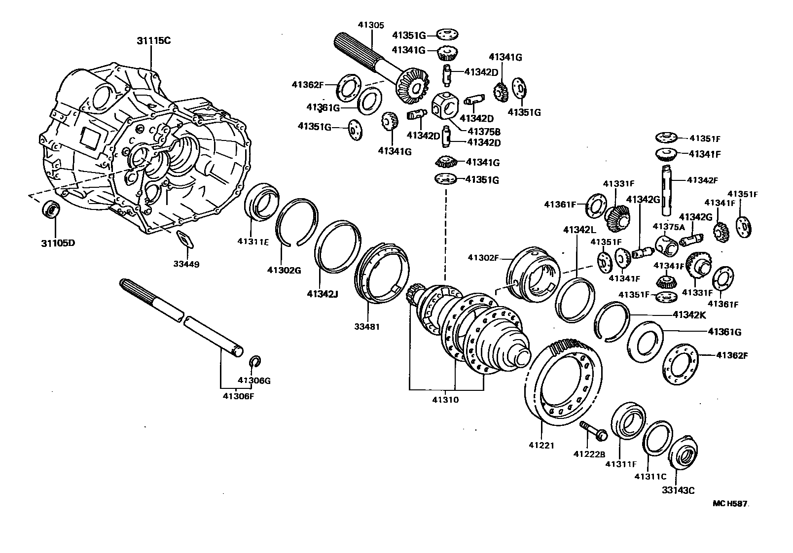 Toyota CAMRY 前桥壳和差速器 EPC diagram — MCH587
