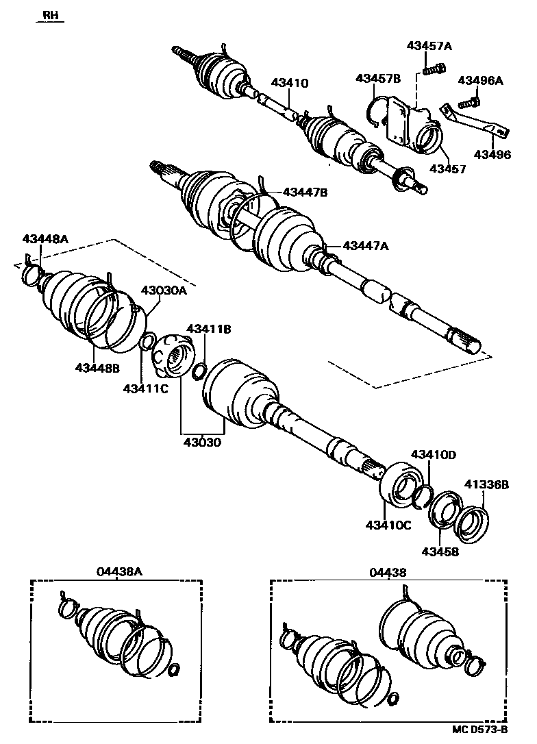 Toyota CAMRY Front Drive Shaft EPC diagram — MCD573B