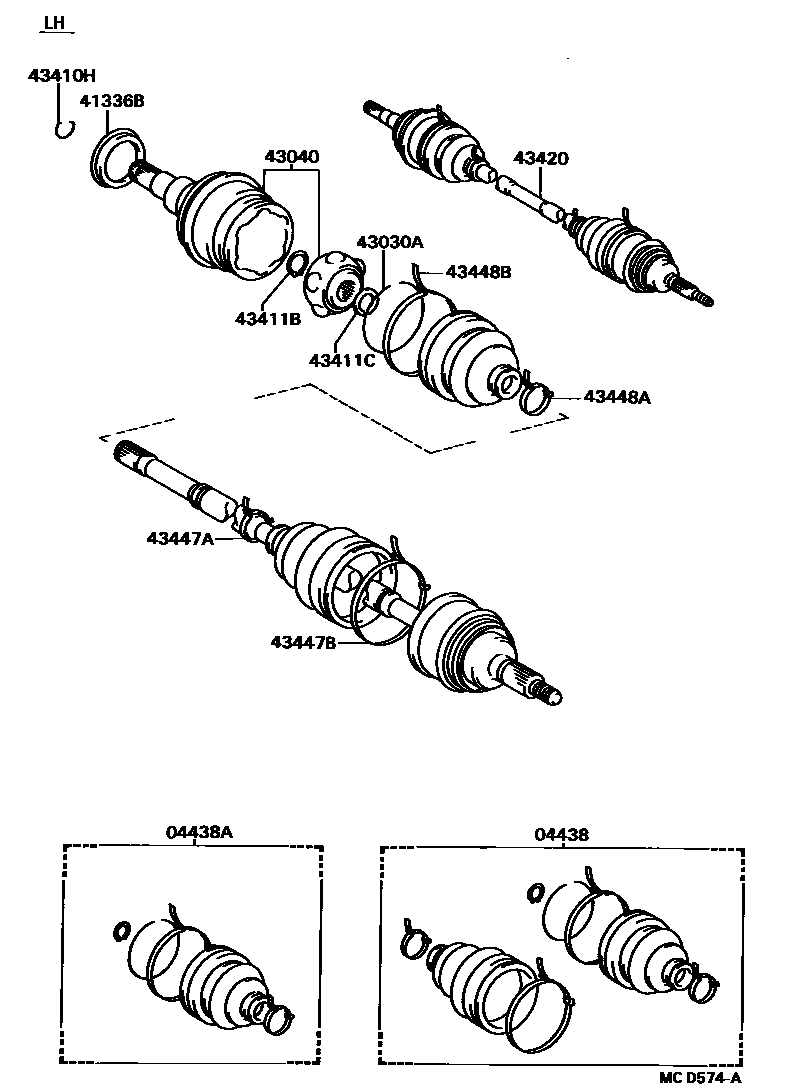 Toyota CAMRY Front Drive Shaft EPC diagram — MCD574A