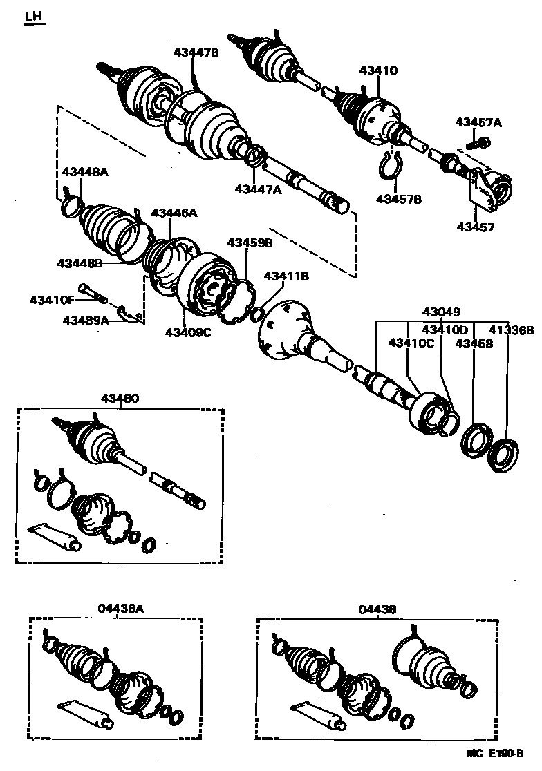 Toyota CAMRY Front Drive Shaft EPC diagram — MCE190B