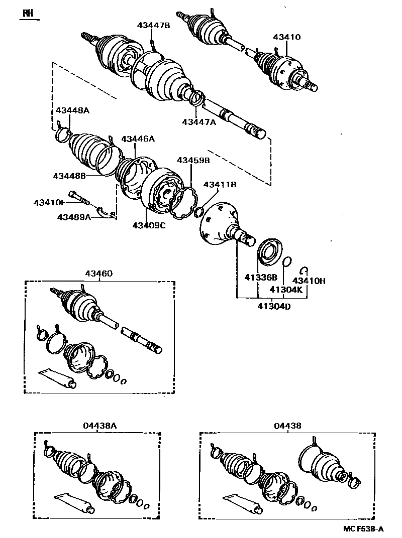 Toyota CAMRY Front Drive Shaft EPC diagram — MCF538A