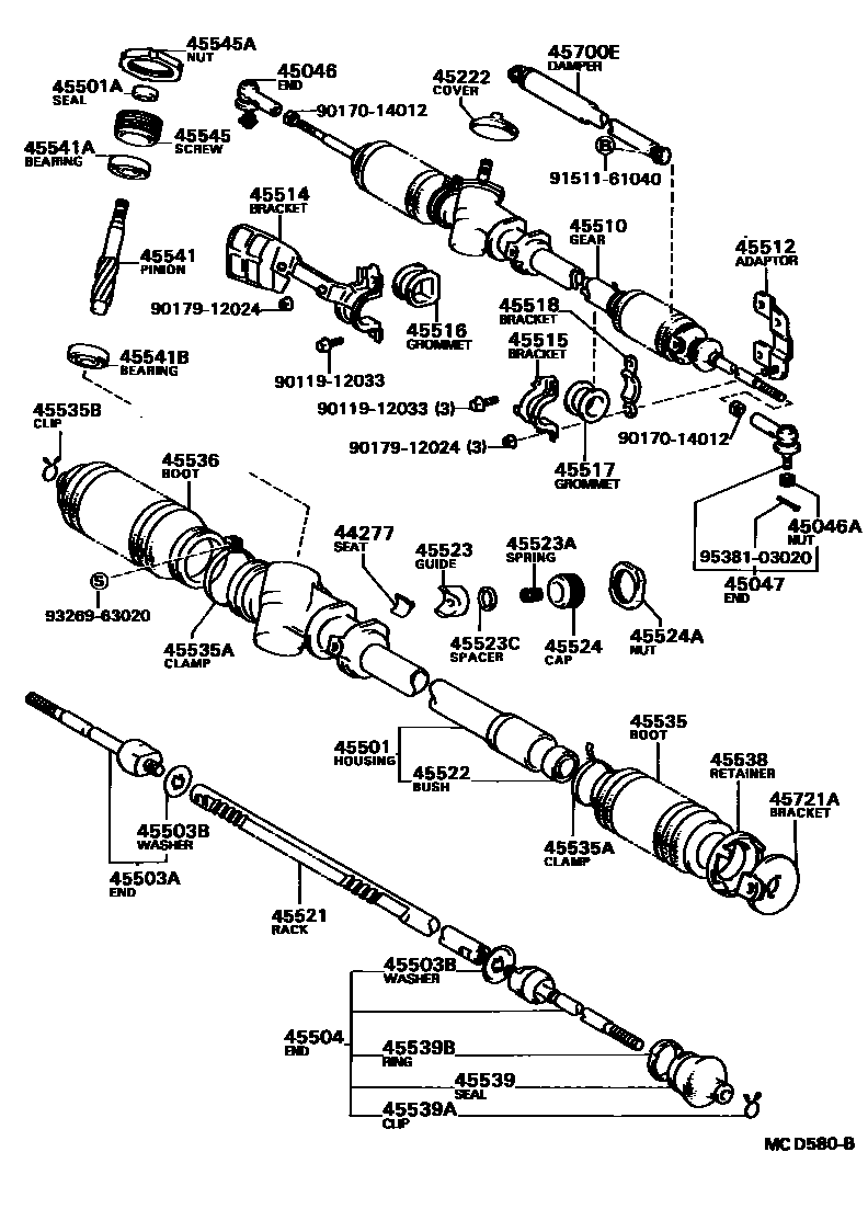 Toyota CAMRY 前转向齿轮和连杆 EPC diagram — MCD580B