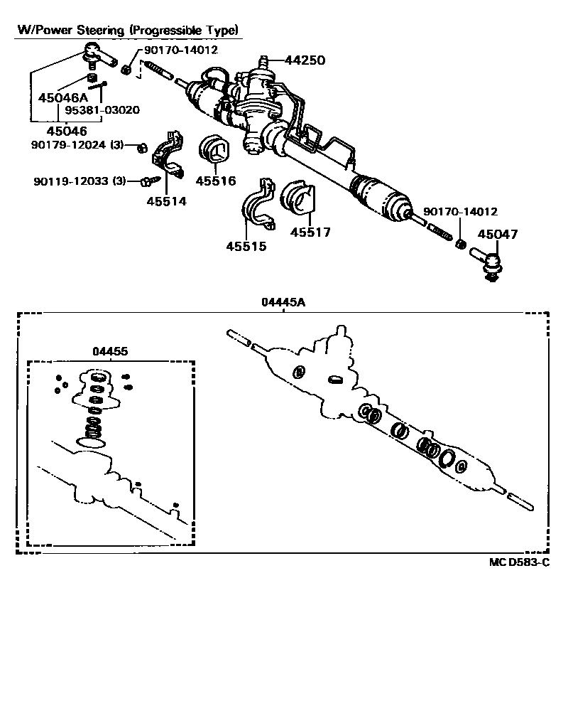 Toyota CAMRY 前转向齿轮和连杆 EPC diagram — MCD583C