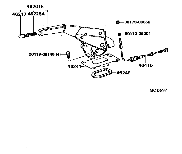 Toyota CAMRY Parking Brake & Cable EPC diagram — MCD597