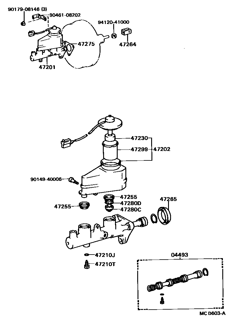 Toyota CAMRY 制动总泵 EPC diagram — MCD603A