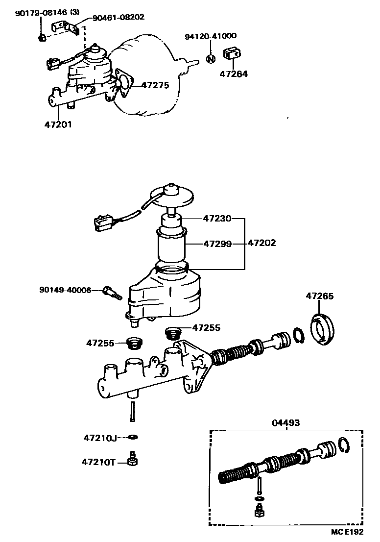 Toyota CAMRY 制动总泵 EPC diagram — MCE192