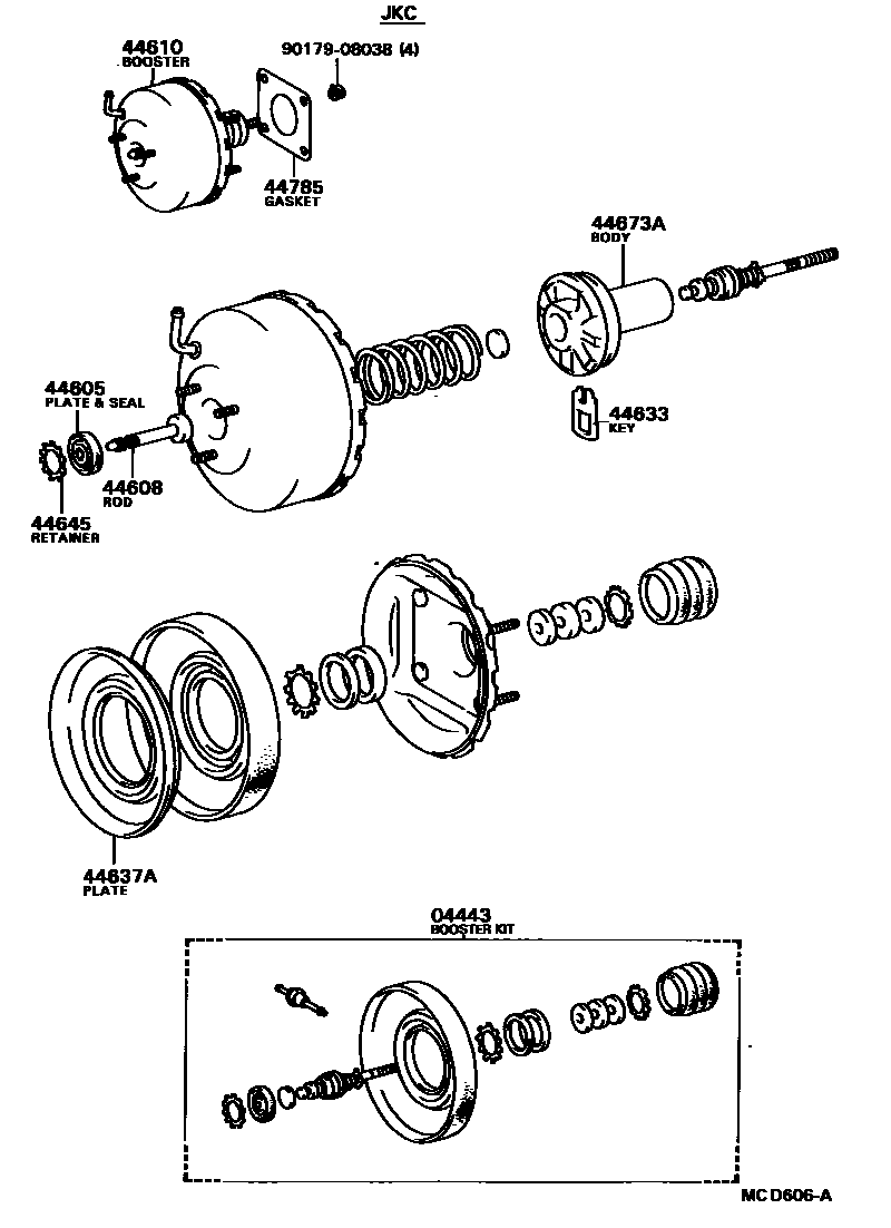 Toyota CAMRY 制动助力器和真空管 EPC diagram — MCD606A