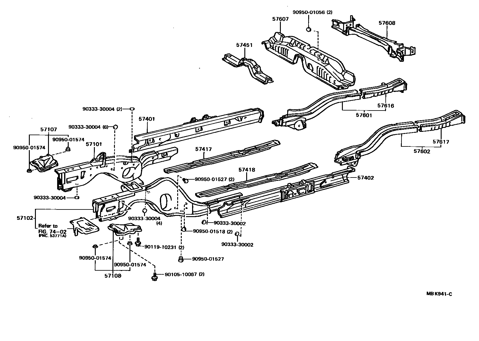 Toyota CAMRY Floor stringers EPC diagram — MBK941C