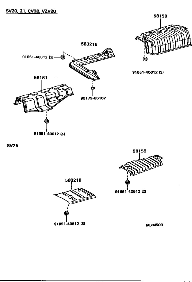 Toyota CAMRY 地板隔热垫 EPC diagram — MBM509