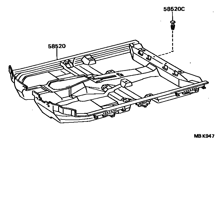 Toyota CAMRY 地板垫和地毯 EPC diagram — MBK947