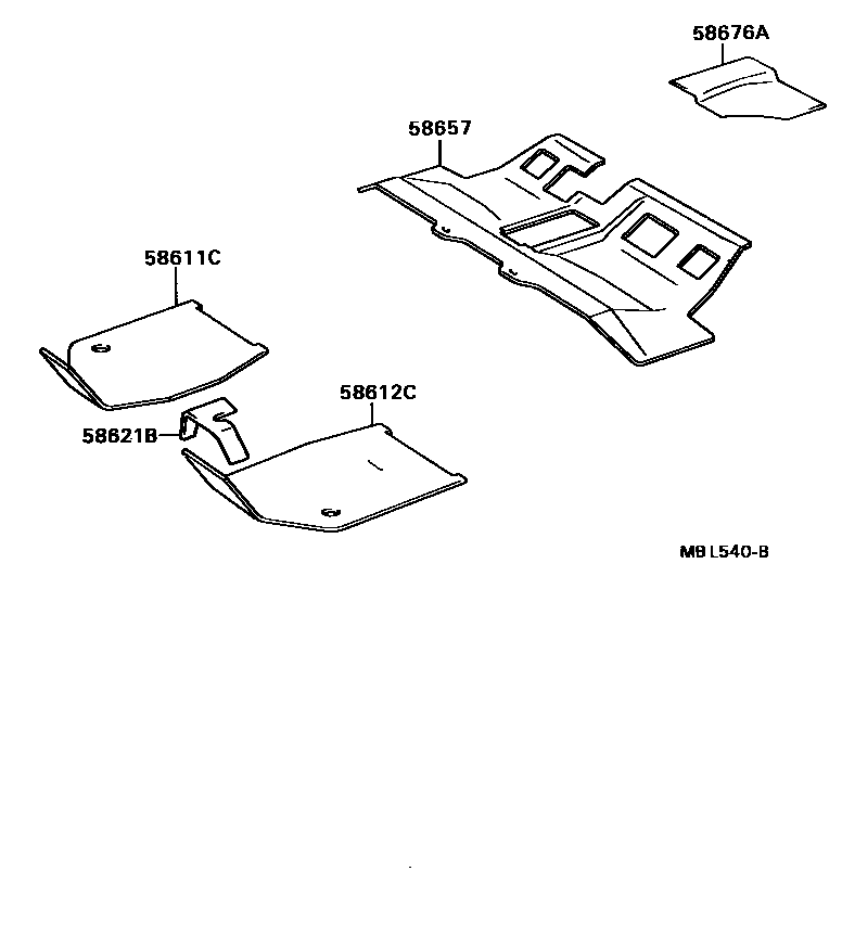 Toyota CAMRY 前围板消声板和地板消声垫 EPC diagram — MBL540B