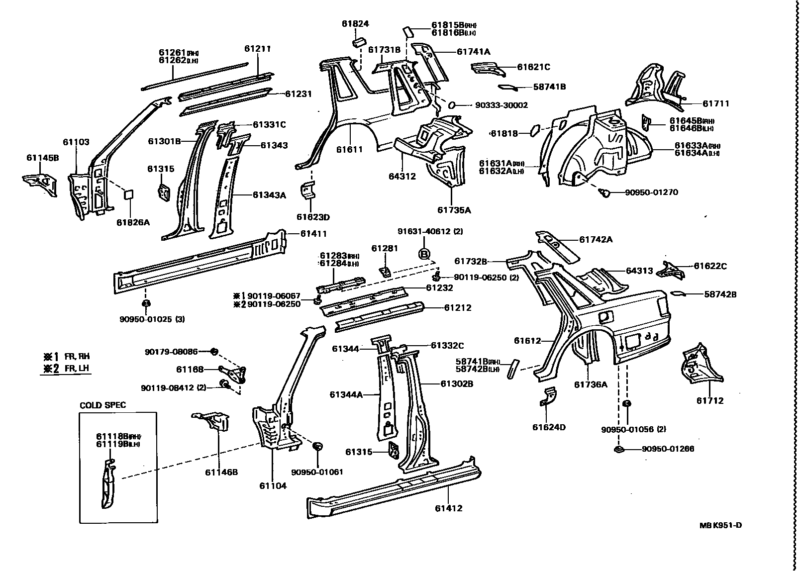Toyota CAMRY 侧梁 EPC diagram — MBK951D