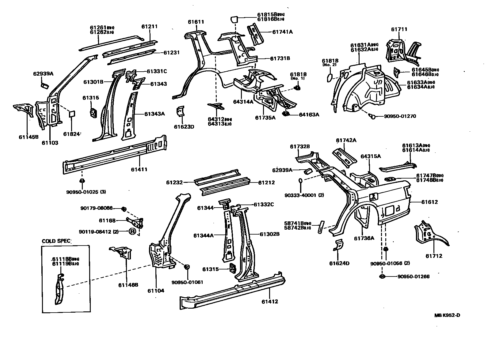 Toyota CAMRY 侧梁 EPC diagram — MBK952D